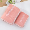Pink coral fleece towel set with 'Don't agree' embroidery and thick plush texture - Towel (35*75cm) / Youth Letter Pink