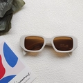 Retro square kids sunglasses with cream frames, brown lenses and UV 400 protection - Off White