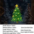 Green Christmas tree static window sticker with gold ornaments and star for decorations - Watercolor Christmas Tree Style 2 / Small (15*20CM)