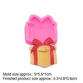 Bow gift box silicone mold for DIY aroma candles and cake decor, includes sizing detail - 2# Gift Box / Pink