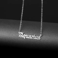 Collier signe du zodiaque Verseau en argent avec pendentif gothique en acier - Verseau