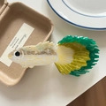Pince à cheveux en forme de poisson guppy en acétate marbré blanc et jaune vert - Poisson Paon Vert 11,5 cm