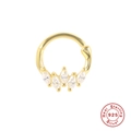 Elegant gold S925 sterling silver marquise crystal piercing ring for nose and cartilage - Style #7 / Gold