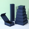 Dark blue magnetic jewelry gift boxes with black velvet lining in various sizes - 5.5*5.5*3.2cm / Dark Blue