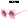 Pink flower shaped kids sunglasses with light purple gradient lenses and plastic frame - Creamy Pink Gradient Grey Lens
