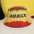 Reversible bucket hat with red yellow green tie-dye and Jamaica print - M (56-58cm) / Tie-Dye Letter (JAMAICA)