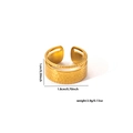 Detail view of 18K gold plated steel ring with size 1cm width and 1.8cm diameter - Adjustable Open / Hammered Bead Chain Double Layer Ring (TYGR0150)