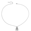 Collar de zapatillas de ballet plateadas con circonitas brillantes en cadena fina - Plateado
