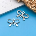 Vintage silver alloy bow charms for DIY jewelry making in polished and textured finishes - Bowknot 21x14mm