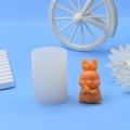 Set de moule à savon lapin 3D avec lapin orange tenant une carotte sur fond bleu - Style de Lapin tenant une Carotte avec un Cœur (1)