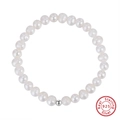 Elegant S925 sterling silver bracelet featuring natural white baroque freshwater pearls - Silver Bead Pearl Series (GPB12)