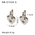 Boucles d'oreilles créoles coeur en acier inoxydable argenté avec mesures de taille - Pendentif Coeur / Argent