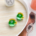Mini acrylic green and yellow cartoon fish hair clips for girls set of two - Green Tropical Fish (Pair)