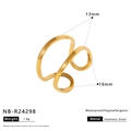 18K gold plated stainless steel open ring with minimalist geometric double line design - Double Layer Geometric Style (NB-R24298)