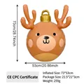 Aufblasbare Rentier-Weihnachtskugel für Außendekoration mit Aufhängeschlaufe 73x53cm - Rentier-Geweih-Weihnachtskugel / Braun