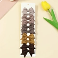 Set of 10 gradient brown grosgrain ribbon bow hair clips for kids on a white card - Style 19