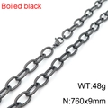 Titanium steel chain necklace in boiled black finish with 760x9mm link texture - 76CM / Black