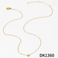 Goldene, zarte Halskette mit einem runden Zirkonia-Solitär-Anhänger für Damen - Goldene Solitär Halskette (DK1360)
