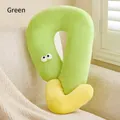 Almohada de peluche para mascotas en forma de J verde y amarillo con ojos de dibujos - Almohada de Ojos Grandes Verde - Grande / 62*39cm