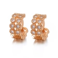 Boucles d'oreilles créoles or rose avec double rangée de zircons blancs micro-pavés - 3-Or Rose Double Rangée Zircon Blanc Huggie / Or rose