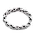 Retro stainless steel snake chain bracelet with textured scales and blackened finish - Retro Distressed Dragon Scale Bracelet (KB152068-KJX) / 22cm