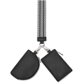 Set pochette da polso in pelle nera con due borsellini e cinturino intrecciato - Nero con Cinturino in Pelle