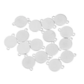 Polished stainless steel round tag pendants with dual loops on a white background - Double Bail / 6mm / Steel