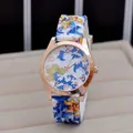 Orologio Ginevra da donna con cassa in oro rosa e motivi floreali vivaci stampati - Stampa Floreale 2