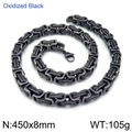 Collier byzantin en acier inoxydable noir oxydé pour hommes, taille 450x8mm - Noir Oxydé 8mm / 45cm