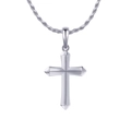 Polished silver S925 sterling silver cross pendant on a rope chain for men - NMN07-Plain Cross Silver