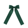 Dark green grosgrain ribbon bow hair clip with long tails for children's hair accessories - Dark Green