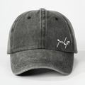 Casquette de golf vintage gris foncé en coton délavé avec broderie de texte créative - Taille unique / Noir