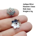 Detail of 15mm antique silver petal bead cap with engraved texture and size markings - 4# Antique Silver