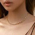 Classic 18K gold plated O-chain necklace for women featuring minimalist oval link design - 18K Gold