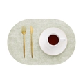 Light green oval faux linen leather placemat with professional textured finish - Oval / Oval Grass Green