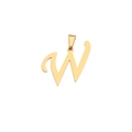 Polished 18K gold plated stainless steel letter W pendant with a bail attachment - Letter W