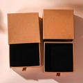 Brown kraft paper drawer jewelry box with black velvet lining and pull cord - Kraft Color (Drawer Box)