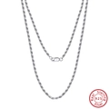 Classic 925 sterling silver rope chain necklace with S925 italy engraved lobster clasp - Rope Chain Necklace / 1.2mm/45cm
