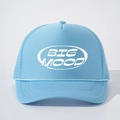 Light blue trucker hat featuring white BIG MOOD embroidery and breathable mesh back - Adjustable / All Sky Blue