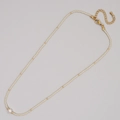 Bohemian seed bead necklace featuring creamy white beads and a single center pearl - Milky White (MI-N220071F)