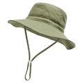 Olive green kids bucket sun hat with adjustable chin strap for outdoor activities - Army Green