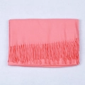 Coral pink cashmere-like scarf with fringe tassels for autumn and winter warmth - Watermelon red