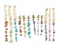 187pcs gold spiral dreadlock beads with colorful natural crystal stone hair charms - 12pcs21#