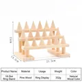 Pine wood cone ring display stand with 18 holders and tiered wooden base design - 3 Tiers 18 Slots