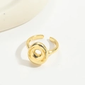 Minimalist gold-plated letter ring featuring an irregular textured donut shape - Gold Letter O