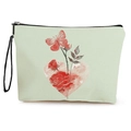 Beauty case verde menta con stampa di rose, farfalle e cinturino da polso funzionale - Stampa Rosa Rossa (Verde Chiaro)