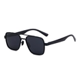 Classic polarized square sunglasses in all-black finish for men's outdoor driving wear - Style C1 / Matte Black All Gray