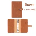 Brown PU leather budget binder cover with 6-hole metal ring and multi-functional card slots - Brown Cover Only