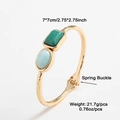 Bracciale rigido martellato oro con malachite verde e pietra blu, chiusura a molla - Polsino aperto martellato - Turchese/Pietra blu / 7*7cm Chiusura a molla