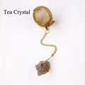 Golden 304 stainless steel tea infuser with smoky quartz natural crystal stone pendant - Smoky Quartz (Gold)